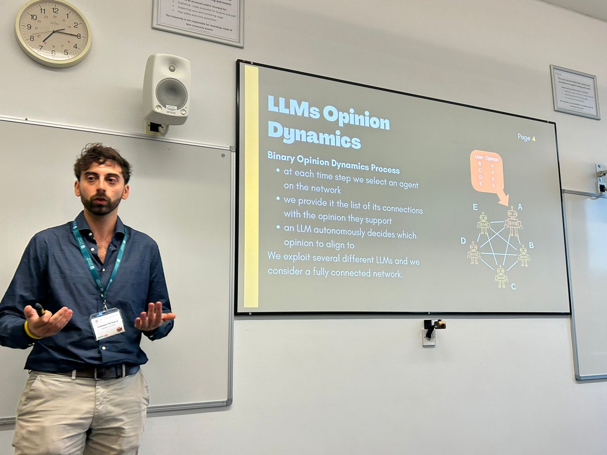Giordano De Marzo (@giordanomarzo) on Twitter photo 🤖 What's the maximal scale of an LLM populated society? Can LLMs self organise and reach consensus? If you missed my #CCS2024 talk, check out our latest preprint with <a href="/dgarcia_eu/">David Garcia</a> for insights! Special thanks to <a href="/pires_dl/">Diogo Pires</a> for the photo 📸 arxiv.org/abs/2409.02822 🤖 What's the maximal scale of an LLM populated society? Can LLMs self organise and reach consensus? If you missed my #CCS2024 talk, check out our latest preprint with <a href="/dgarcia_eu/">David Garcia</a> for insights! Special thanks to <a href="/pires_dl/">Diogo Pires</a> for the photo 📸 arxiv.org/abs/2409.02822