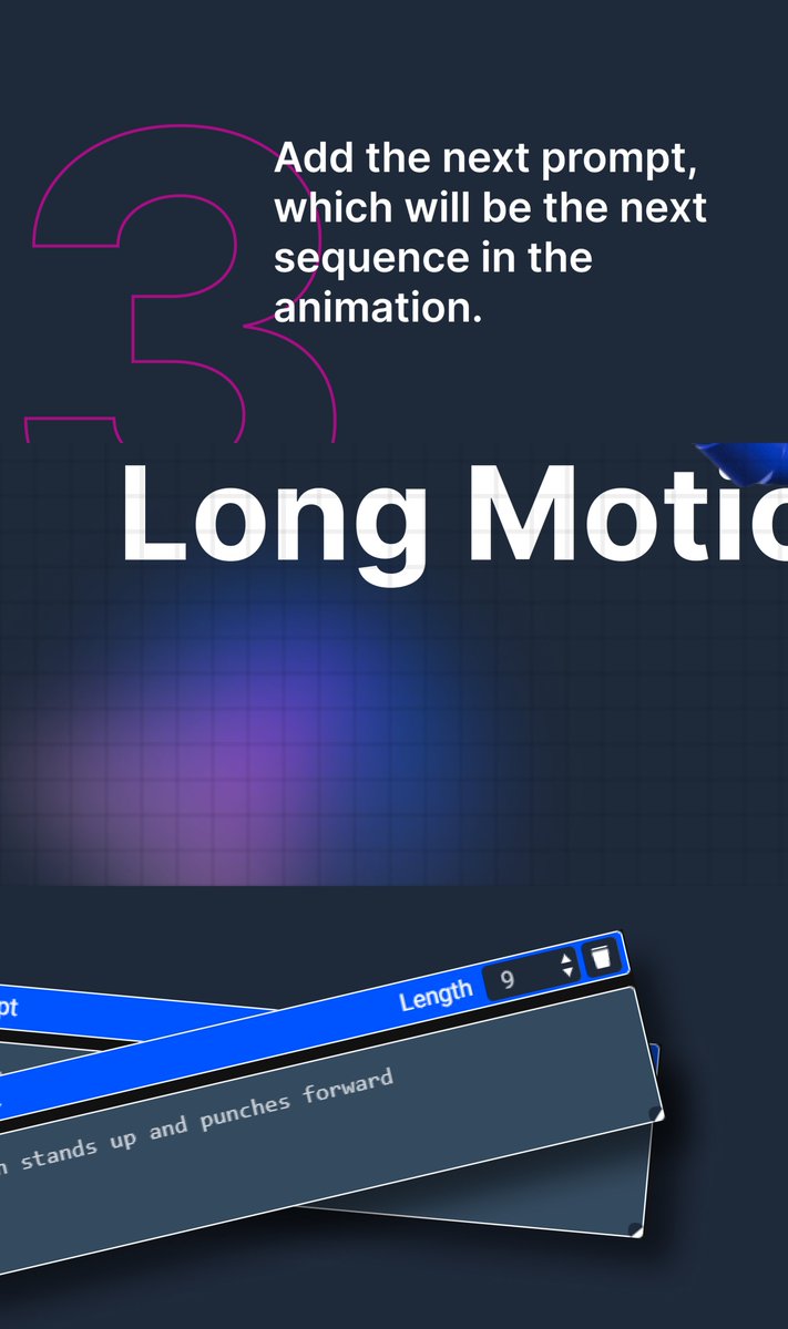 GenmotionAI's tweet photo. 💡 Here's how you can generate Long Motion animations with https://t.co/YDhzAUzJ6T!

🤫 Click the panels for more...

🔗 Join the waitlist: https://t.co/91z3ALIpHK

#AI #GenMotionAI #3DAnimation #GameDevelopment https://t.co/f5JTRHHUhT