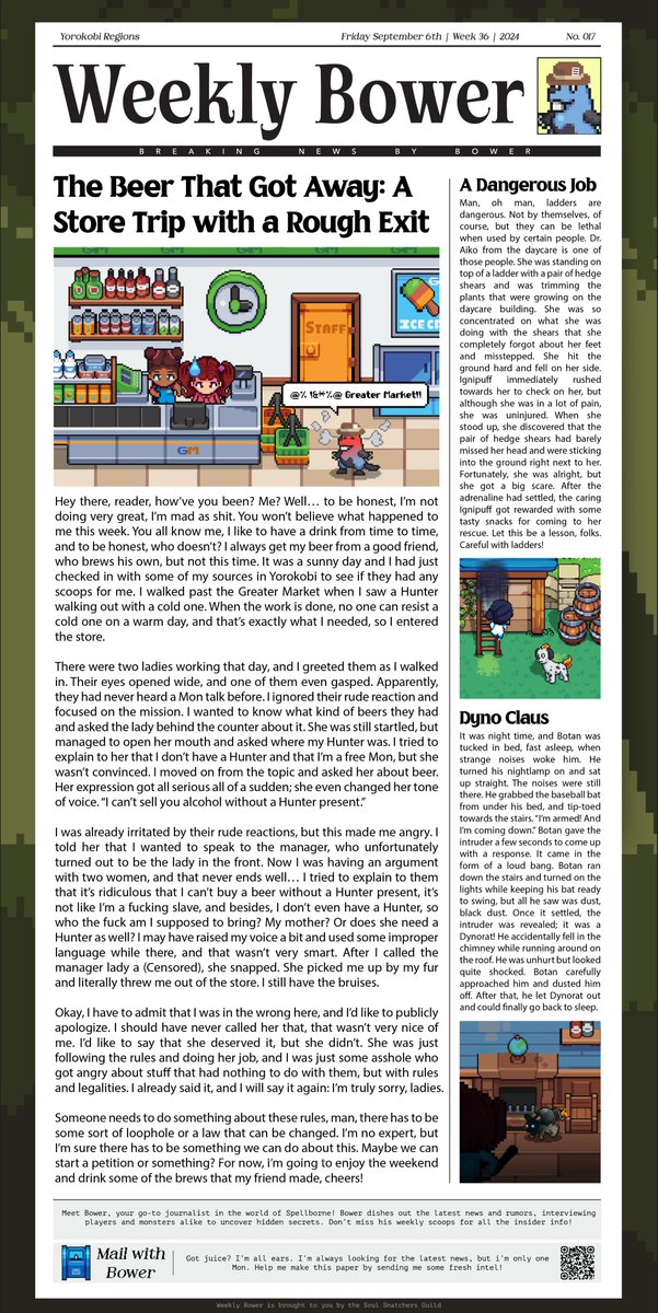 🎉 The 17th #WeeklyBower is live! 🎉 

Bower’s back with more scoops from the Yorokobi Regions 🗞️ A huge thank you to everyone who keeps the presses rolling—your support means the world! 💪 #Spellborne