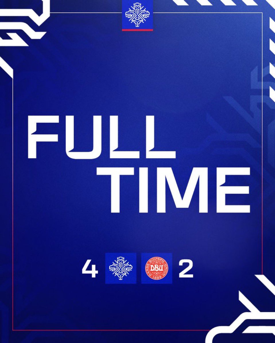 Magnaður sigur hjá U21 gegn gríðarlega vel mönnuðu Dönsku liði.
Til hamingju <a href="/footballiceland/">Knattspyrnusambandið</a> 👌