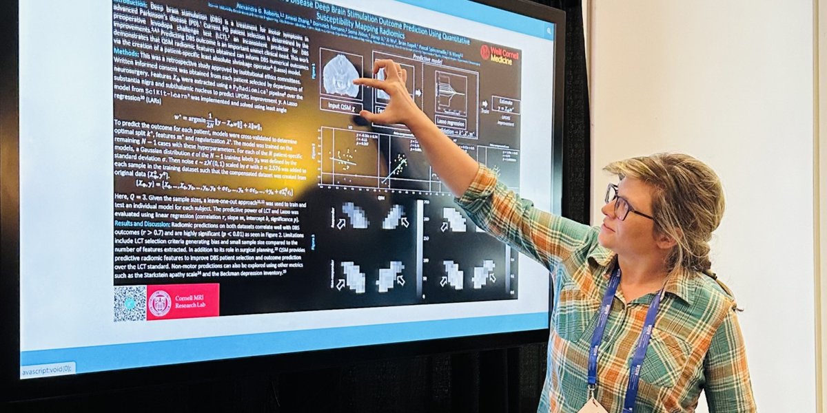 🧠<a href="/AlexandraGRob/">Alexandra G. Roberts</a> presented her abstract, "Toward #Parkinsons Disease Deep Brain Stimulation Outcome Prediction Using Quantitative Susceptibility Mapping Radiomics," at the XX World Congress for Stereotactic &amp; Functional Neurosurgery in Chicago this week. Congrats, Ali! #WSSFN2024