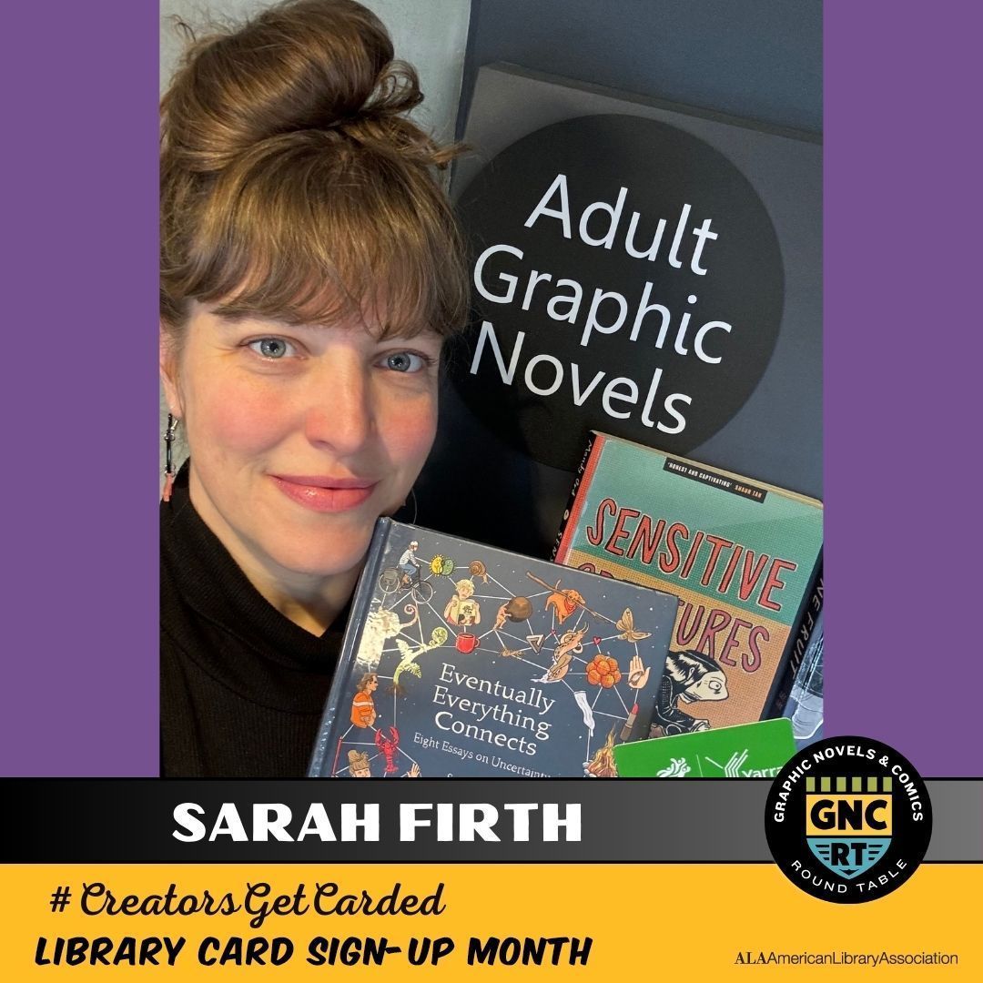 ALA Graphic Novels & Comics RT (@libcomix) on Twitter photo Let <a href="/sarahthefirth/">Sarah Firth</a> show you all the connections! Check out EVENTUALLY EVERYTHING CONNECTS: EIGHT ESSAYS ON UNCERTAINTY at your local library. All you need to do is get carded! #HowILibrary #LibraryCardSignUpMonth #CreatorsGetCarded Let <a href="/sarahthefirth/">Sarah Firth</a> show you all the connections! Check out EVENTUALLY EVERYTHING CONNECTS: EIGHT ESSAYS ON UNCERTAINTY at your local library. All you need to do is get carded! #HowILibrary #LibraryCardSignUpMonth #CreatorsGetCarded