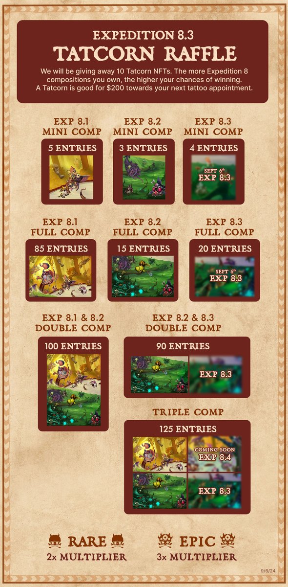 🎉 We're giving away $2000 of Tattoo Time!

✅ Collect Expedition 8 compositions to enter.

Join our Discord Community for more details:
discord.com/invite/tattooa…