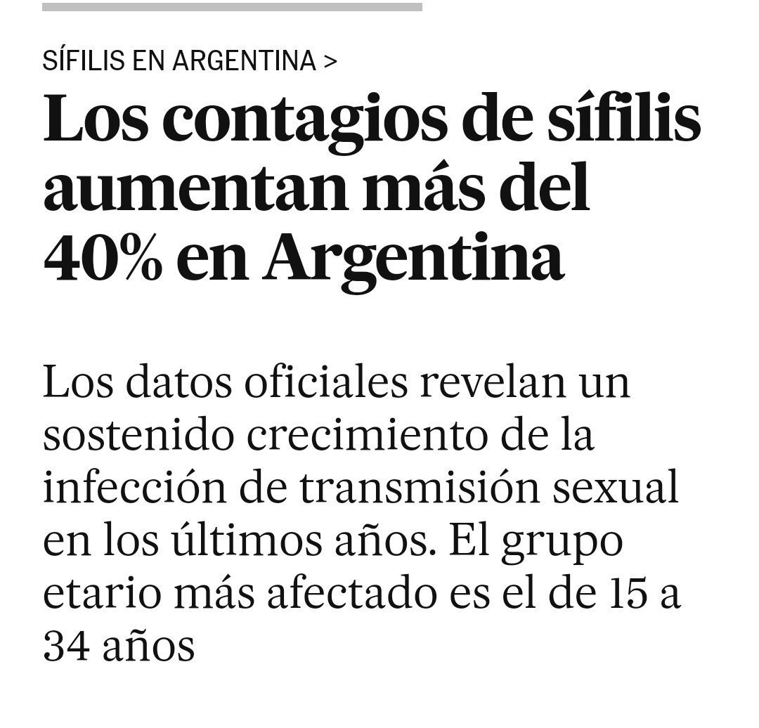 Tenemos ley de ESI desde 2006 pero los casos de ETS no paran de aumentar desde 2010. El ENIA es de 2017 y entre 2018 y 2023, los casos se sífilis aumentaron un 40%. El que quiera entender que entienda.