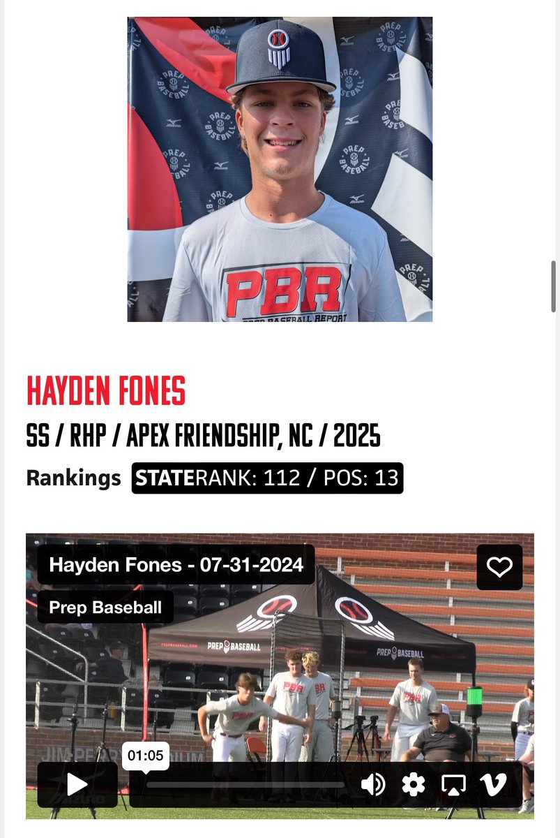 Our guy <a href="/haydenfones/">Hayden_fones2025</a> getting recognized by <a href="/PrepBaseballNC/">Prep Baseball North Carolina</a> as one of the top uncommitted 2025’s in the state! Big time player with a HIGH ceiling! Can’t wait to see what program gets to house him in the future💪

prepbaseballreport.com/news/NC/top-un…

#NatsOnTop | #OakleyPrizm