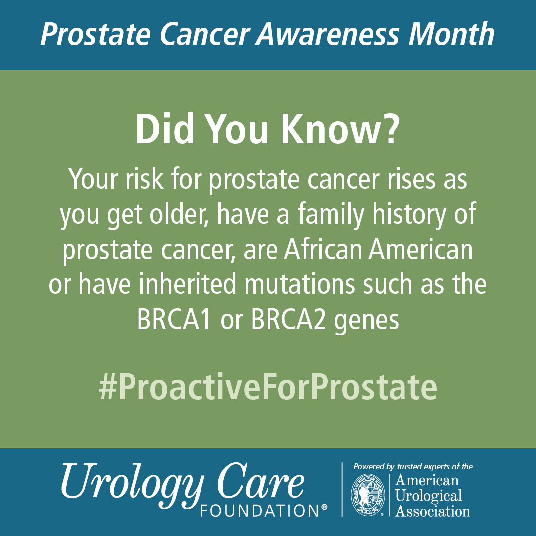 UrologyCareFdn's tweet image. September is #ProstateCancerAwarenessMonth and we are focusing on making sure people with prostates are #ProactiveForProstate health. The @AmerUrological recommends to get tested starting at 45, but some need to get tested starting at 40. 

Click for more: bit.ly/4dVZPjf