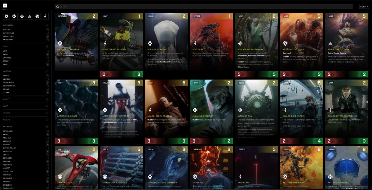 New Cards Database Live!
Visit the Cards Database page to view the functions and costs for each card. You can also use syntax to search for keywords such as ' k:armed ' or 'k:aftermath'

parallel.life/tcg/cards