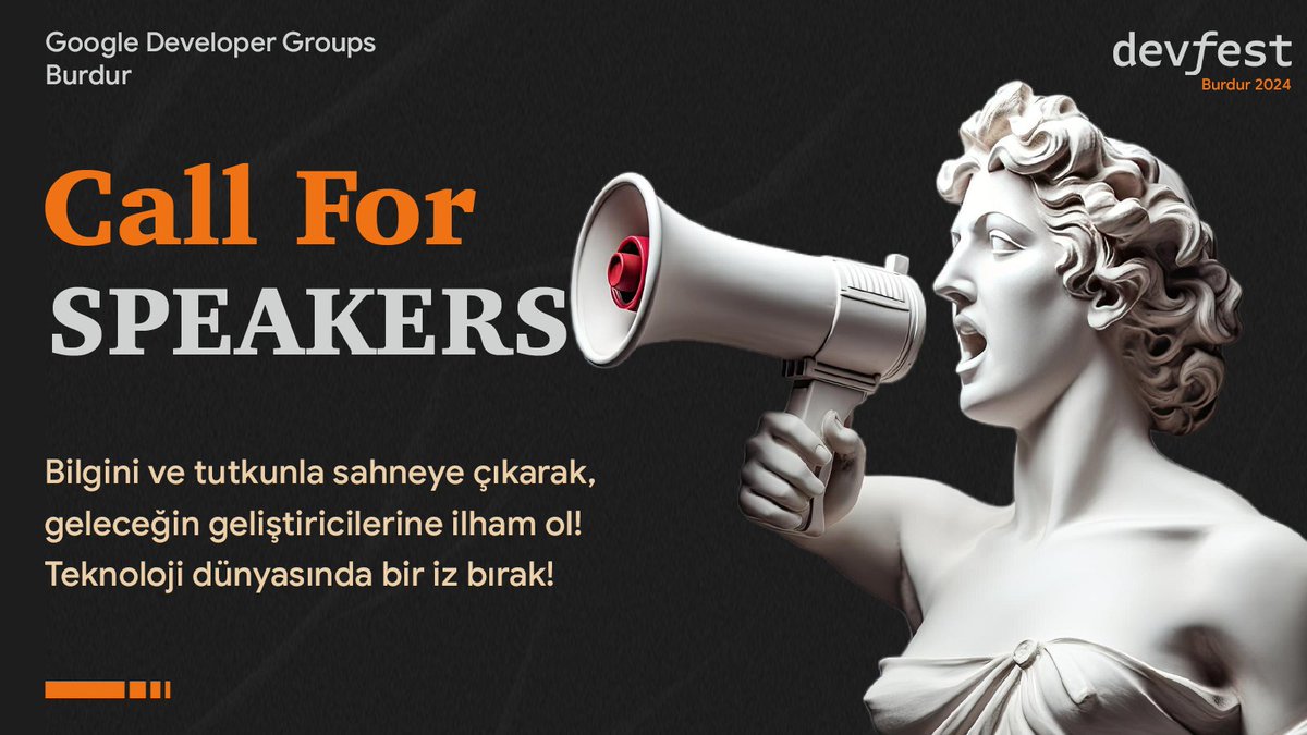 DevFest Burdur 2024'te sahnede yer al, bilgi ve deneyimlerinle geleceğin teknoloji liderlerine ilham ol! Konuşmacı başvurusu için: forms.gle/LDizvFShhKhHDz…
