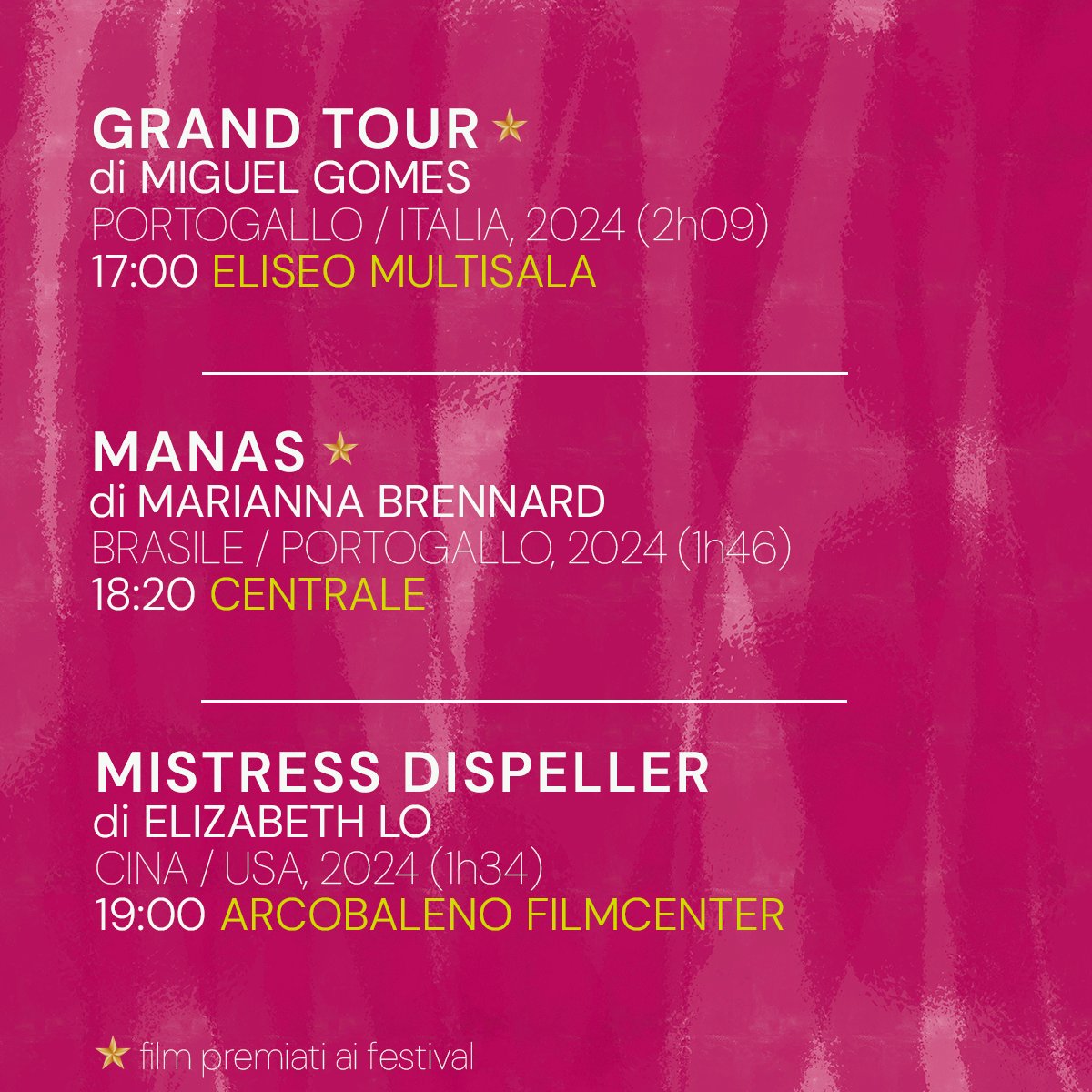 🗓️ Giorno 3 : scorri per scoprire la prima parte dei titoli di sabato 21 settembre de 𝗹𝗲 𝘃𝗶𝗲 𝗱𝗲𝗹 𝗰𝗶𝗻𝗲𝗺𝗮: