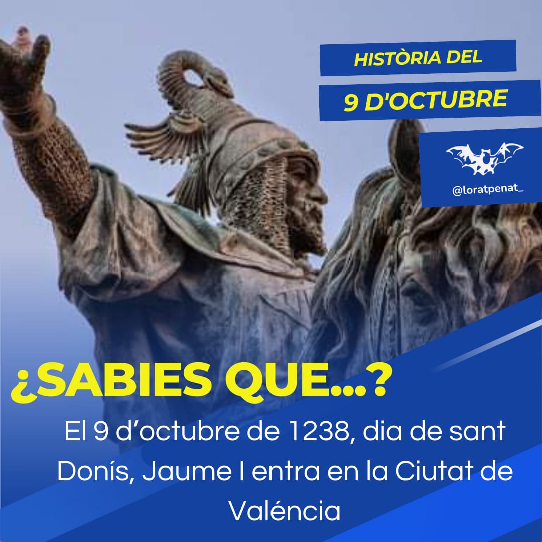🔵🔴🟡 História del 9 d'Octubre 

Per eixe motiu, els valencians celebrem en esta data el Dia de la #PàtriaValenciana.

El monarca va fer la seua entrada triumfal en la Ciutat de #Valéncia despuix de la rendició de Zayan, en acabant d'un llarc siti per part de les tropes