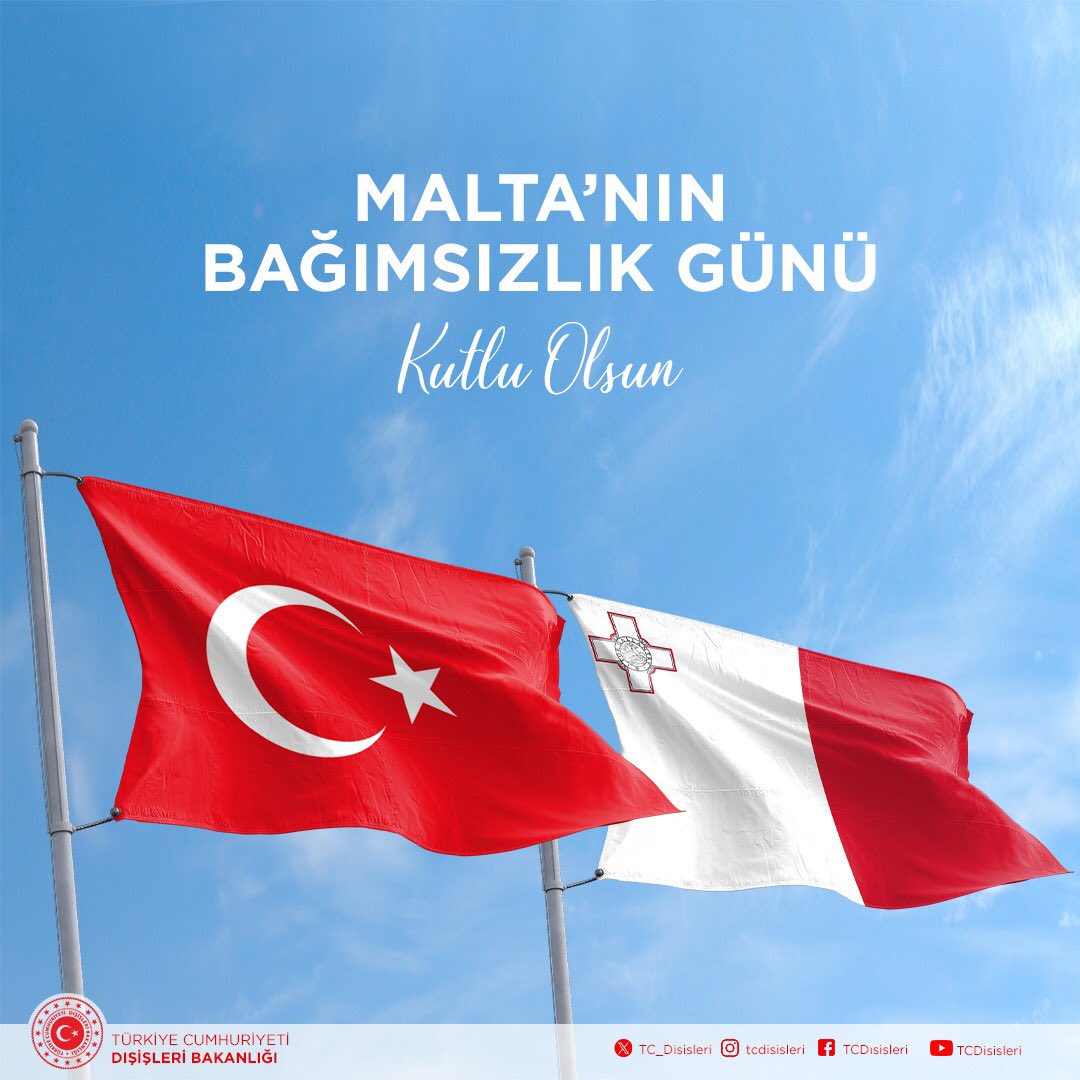 Malta Cumhuriyeti’nin Bağımsızlık Günü kutlu olsun!🇹🇷🇲🇹