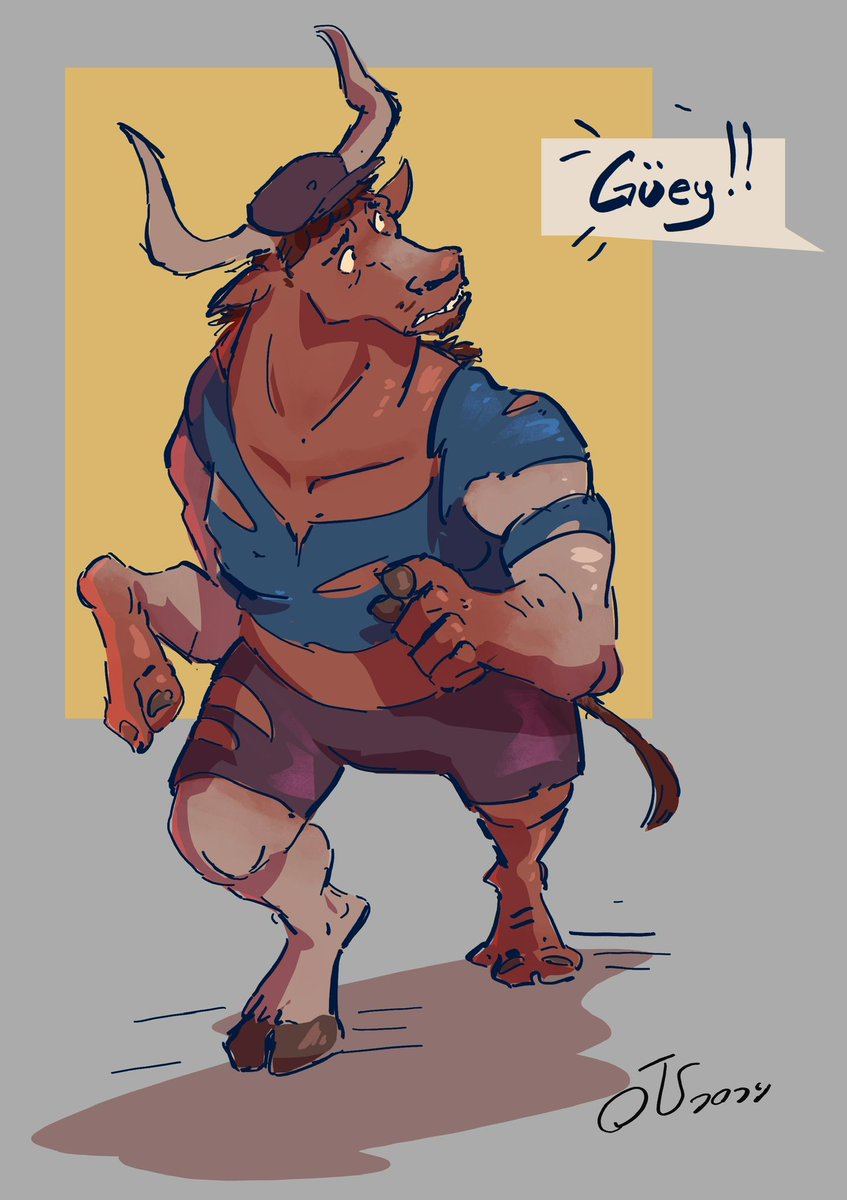 "Güey >:U!!!"
Apparently "Güey" is a malformation of the Spanish word "Büey" which means "bull" or ox, or something about them.

#tfeveryday