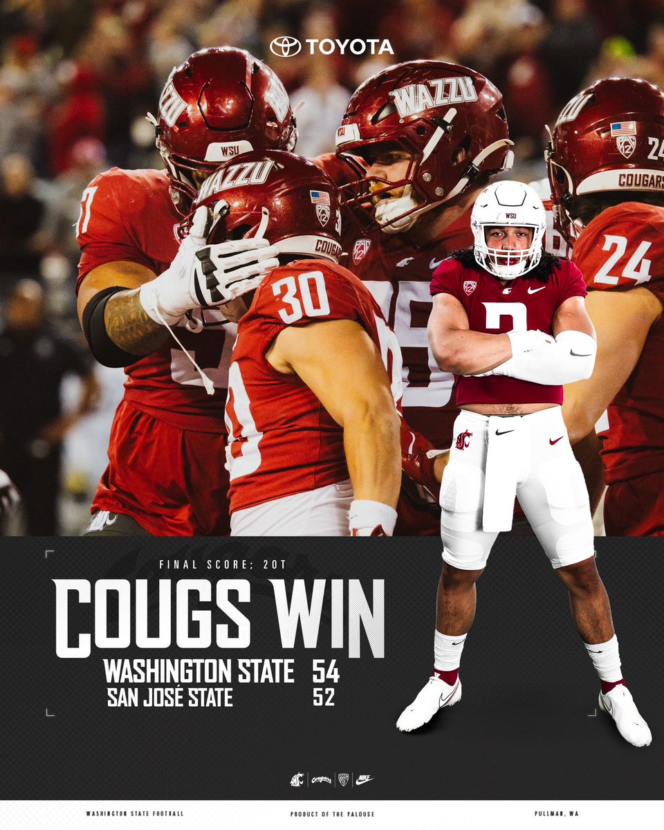 WSUCougarFB's tweet image. COUGS WIN!🎆

#PalouseAfterDark