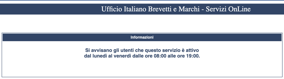 krishanmarco's tweet photo. Anche I servizi digitali dell'UIBM hanno bisogno di riposare il fine settimana 🤕 https://t.co/6lxBYROTLK