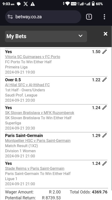 Today's games ⚽⚽⚽⚽
30 Legs💚💚💚💵💸💰
#Betway