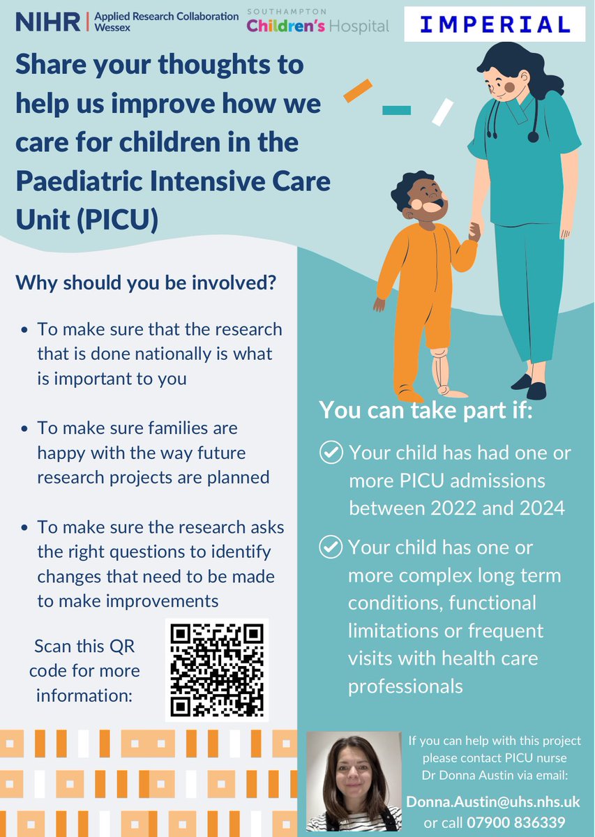 Donna Austin (@donnaaust1n) on Twitter photo Please share to help me find parent contributors who want to be part of my public involvement work.
We need parental voices to help shape future #pedsicu research.
<a href="/SotonChildHosp/">Southampton Children's Hospital</a> <a href="/PCCStrainees/">PCCS Trainee Reps</a> <a href="/PICSociety/">Paediatric Critical Care Society</a> @josephcmanning <a href="/SofiTheDoctor/">Sofia Cuevas-Asturias</a> <a href="/MJGriksaitis/">Michael Griksaitis</a> <a href="/jmenzies1/">Julie Menzies</a> <a href="/lyvonnetume/">Prof Dr Lyvonne Tume RN</a> Please share to help me find parent contributors who want to be part of my public involvement work.
We need parental voices to help shape future #pedsicu research.
<a href="/SotonChildHosp/">Southampton Children's Hospital</a> <a href="/PCCStrainees/">PCCS Trainee Reps</a> <a href="/PICSociety/">Paediatric Critical Care Society</a> @josephcmanning <a href="/SofiTheDoctor/">Sofia Cuevas-Asturias</a> <a href="/MJGriksaitis/">Michael Griksaitis</a> <a href="/jmenzies1/">Julie Menzies</a> <a href="/lyvonnetume/">Prof Dr Lyvonne Tume RN</a>