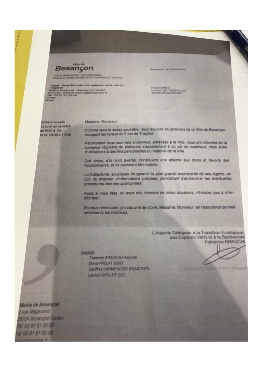CroizierLaurent's tweet photo. La méthode inacceptable de la municipalité écologiste jette la suspicion sur tous les agents de la ville de #Besançon. 

Nous exigeons que la maire de Besançon mette immédiatement fin à ces pratiques et que des excuses publiques soient présentées aux agents et aux habitants. https://t.co/9vmP2aAxR5