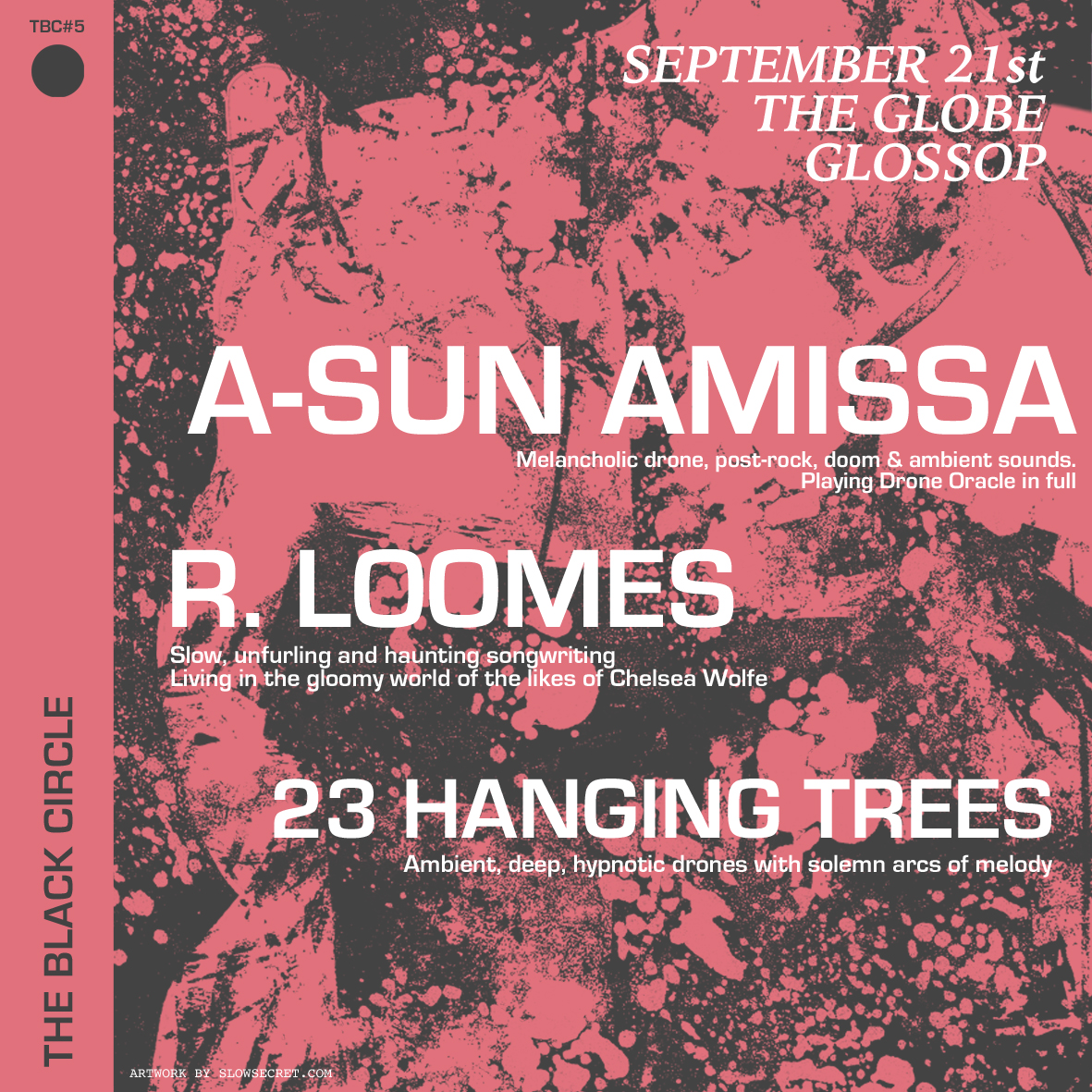 A-Sun Amissa fill a Thraa-sized void in Glossop tonight as they sadly had to pull out of this show last minute due to illness. Super excited to see R. Loomes again and 23HT are awesome too. Still some tickets left here: eventbrite.co.uk/e/tbc5-thraa-r…