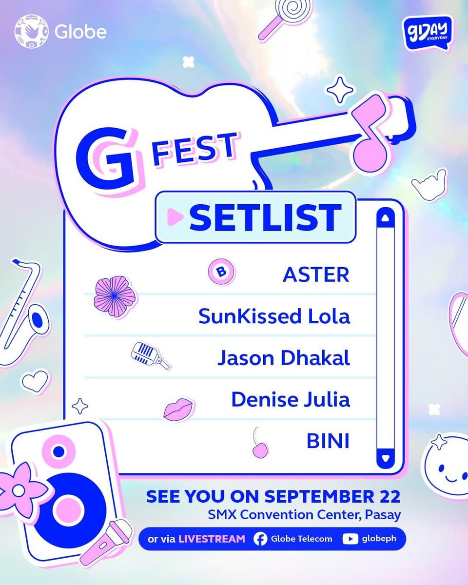 asteraxis's tweet photo. [ASTER AXIS: Scheduler]

Catch ASTER perform this Sunday (09.22.24) at the SMX Convention Center for the @enjoyGLOBE G-FEST 2024!

See you, Twinkles!

#ASTER #ASTERaxis @_asterofc @aster_kean @aster_kiel @aster_tatin @aster_loydd @aster_waynee @aster_miguel @aster_laurence https://t.co/Juv28KGla7