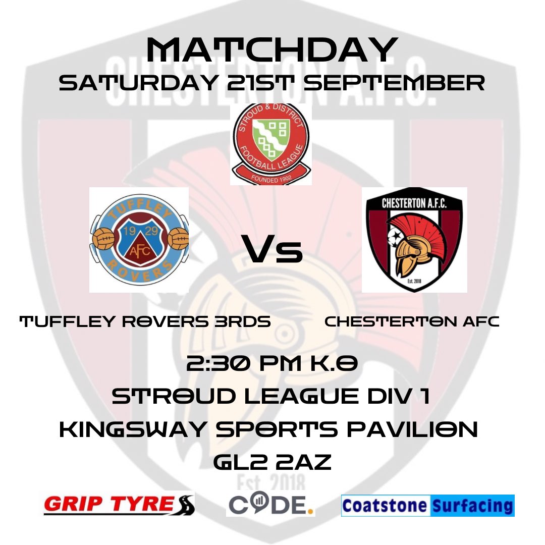 An away day on the cards today as we travel to 10th place Tuffley 3rds.
Hopefully we can turn things around and get our season up and running. UTC!

#chestertonafc #chezzie #utc #football