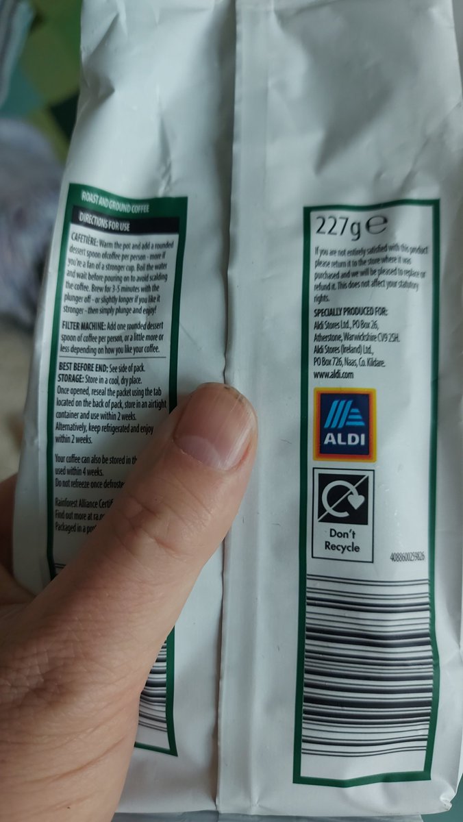 Matt Brierley Wildlife (@mattbrierley) on Twitter photo I am confused <a href="/AldiUK/">Aldi Stores UK</a> , I can recycle this in store in your plastics bin ... so why would your packaging say "don't recycle"? I am confused <a href="/AldiUK/">Aldi Stores UK</a> , I can recycle this in store in your plastics bin ... so why would your packaging say "don't recycle"?