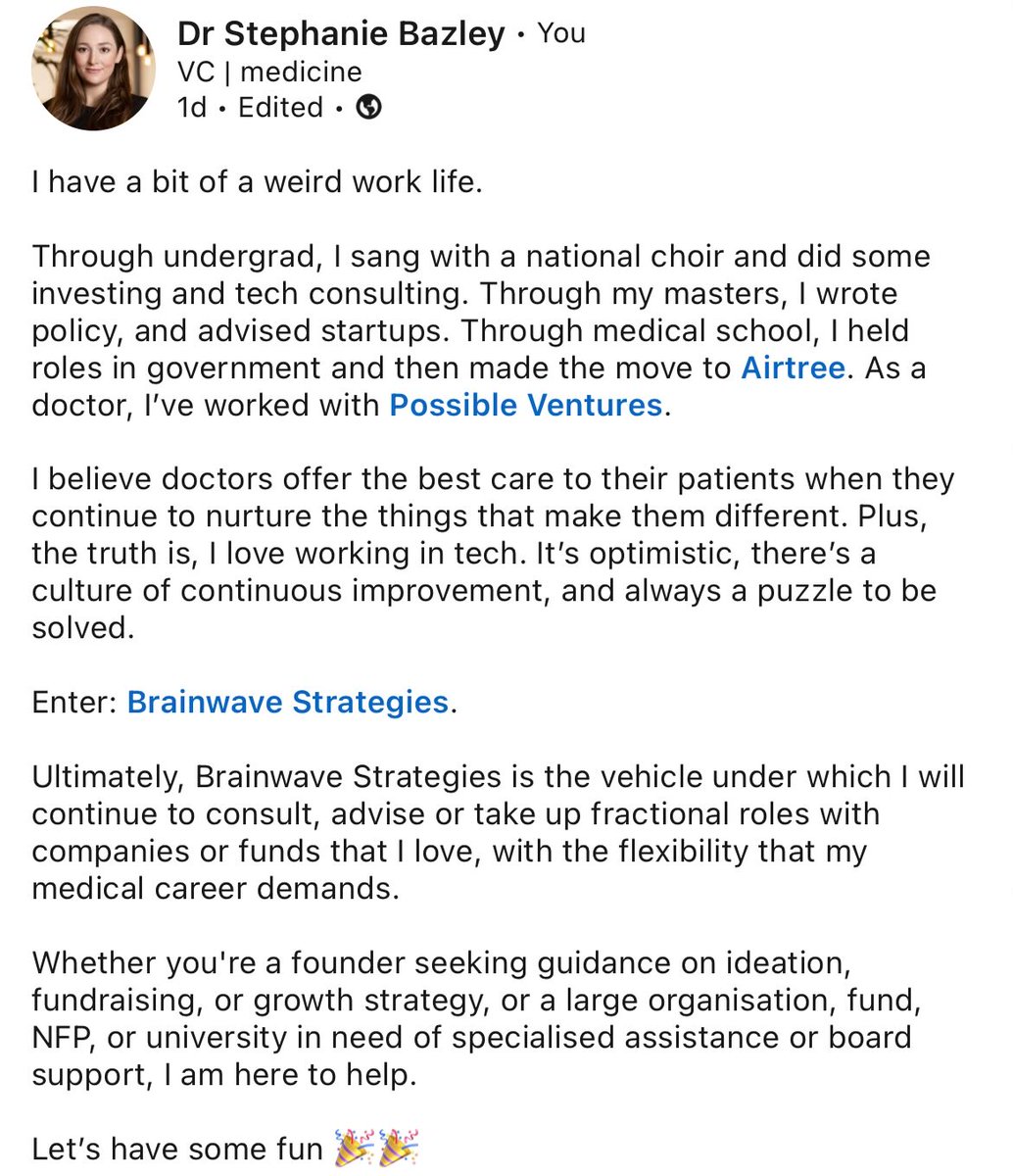 In case you’re not a LinkedIn fiend, bit of a personal update! 

🎉🎉🎉