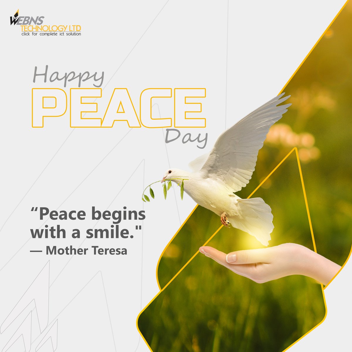 WEBNSTechnology's tweet image. 🌍 The International Day of Peace: A Vision for Bangladesh 🇧🇩

On this International Day of Peace, let us remember the strength of unity that helps build a peaceful Bangladesh. 

#TheInternationalDayOfPeace #PeaceForBangladesh #UnityForAll #WEBNSForPeace