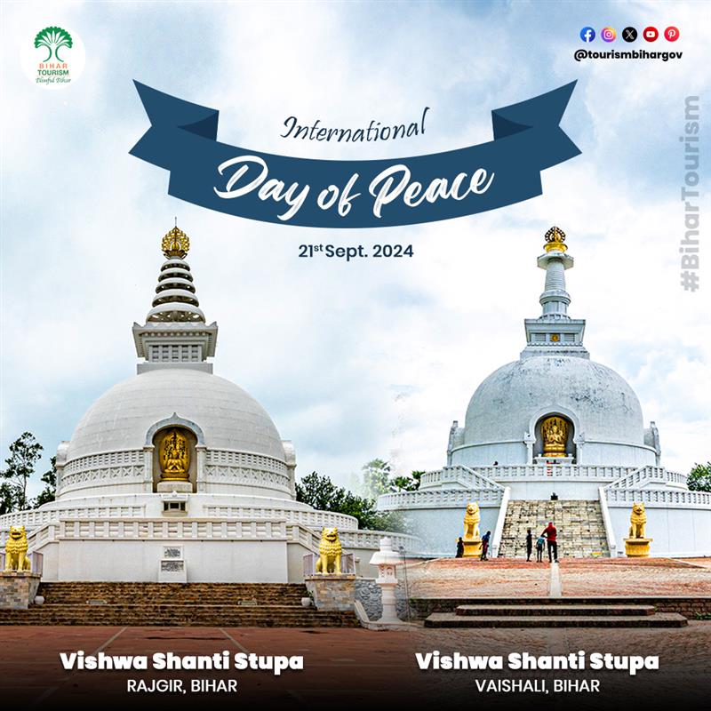 TourismBiharGov's tweet image. On this #international_day_of_Peace, let kindness and unity lead the way. 🕊️
#peace #peaceful #kindness #internationalpeaceday #internationalpeace #unity #peacewithin #peaceday #peaceandquiet #vishwashantistupa #vaishali #rajgir #bihar #Bihartourism #internationalday #worldpeace…
