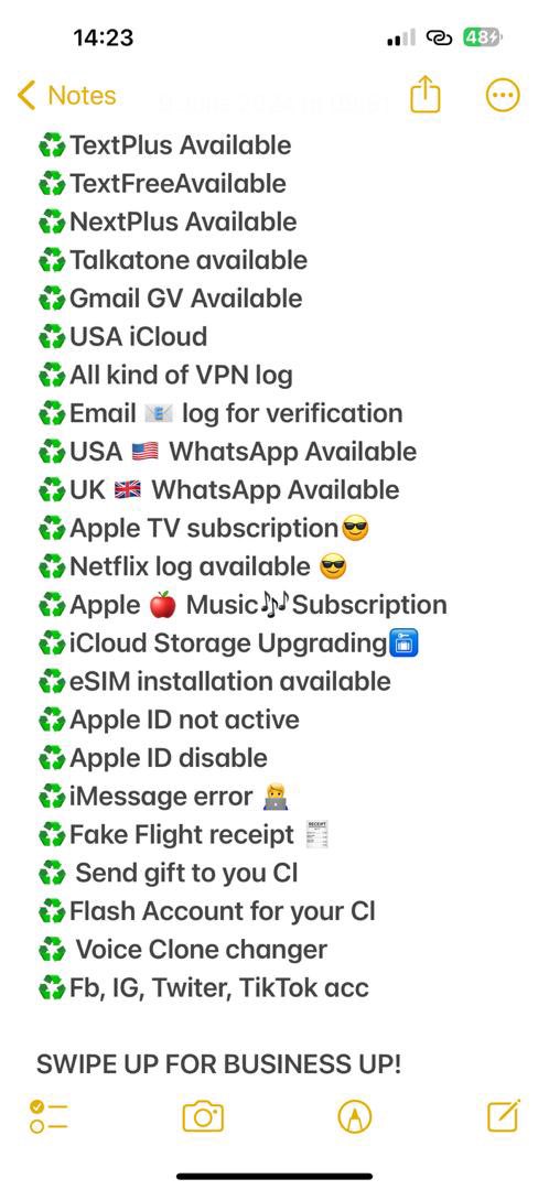 I’m Dabirah 
I Sell  All Kind of USA🇺🇸 Texting 💬 Number, Fb , IG and Twitter acc Apple Music Subscription, All kind of Billing Format included✅ 
I also Install All kind of ESIM carrier wa.me/+2348142219263

Let me Be your Sure Plug😍👨‍💻