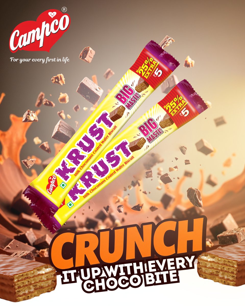 campcochocolate's tweet image. Crunch it up with Krust Chocolate! Every bite delivers a satisfying crunch paired with rich Campco flavor.
#crunchy #krust #grabitnow #bigmasti #love #kids #crunch
#campco #happiness #chocolate #chocolatelover  #funtan #tryitout #madeinindia #amazon 
#campcochocolates