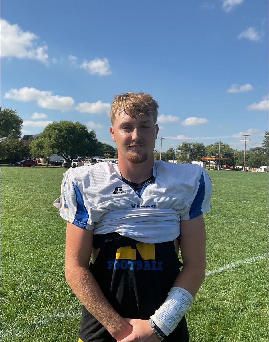Eli Jones of Norton (2A🏈, 3-0), who we interviewed at Sports in Kansas earlier this week, had three rushing touchdowns and four passing touchdowns (7 Total TD) in the 54-22 win over rival Smith Center tonight. Jones is one of the best QBs in the state with great size at 6’2” and