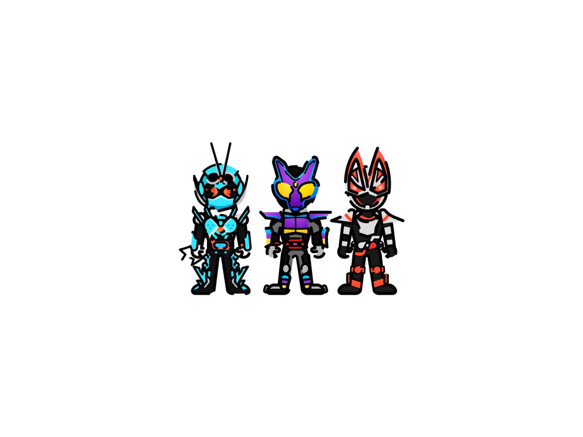 psinesthesia's tweet photo. why yes, kamen rider is one of my hyperfixations, how did you know? here's gotchard, gavv, and geats! i'm thinking about doing the other reiwa riders... so stay tuned? maybe? #kamenrider #kamenridergeats #kamenridergotchard #kamenridergavv https://t.co/er3MjdPJVU