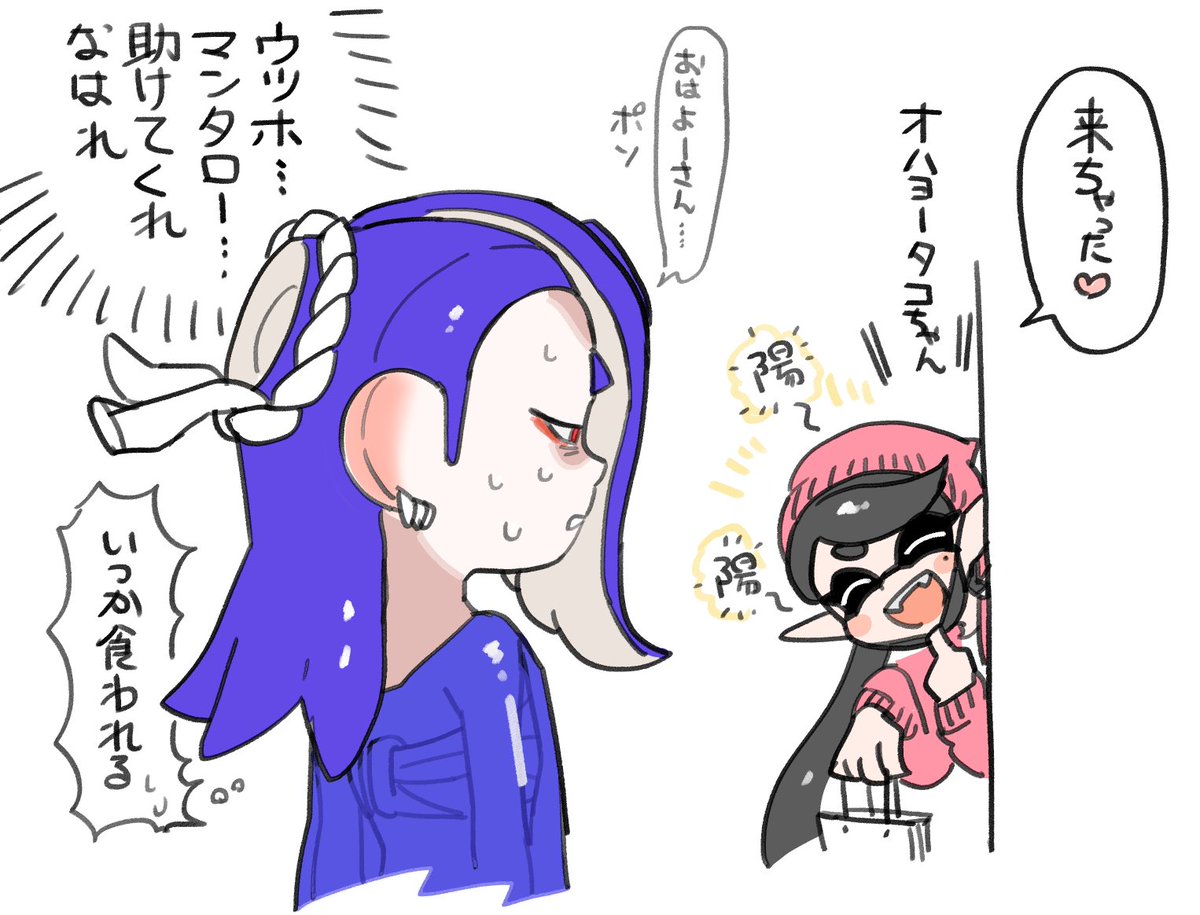陽イカに気圧されるタコちゃん 