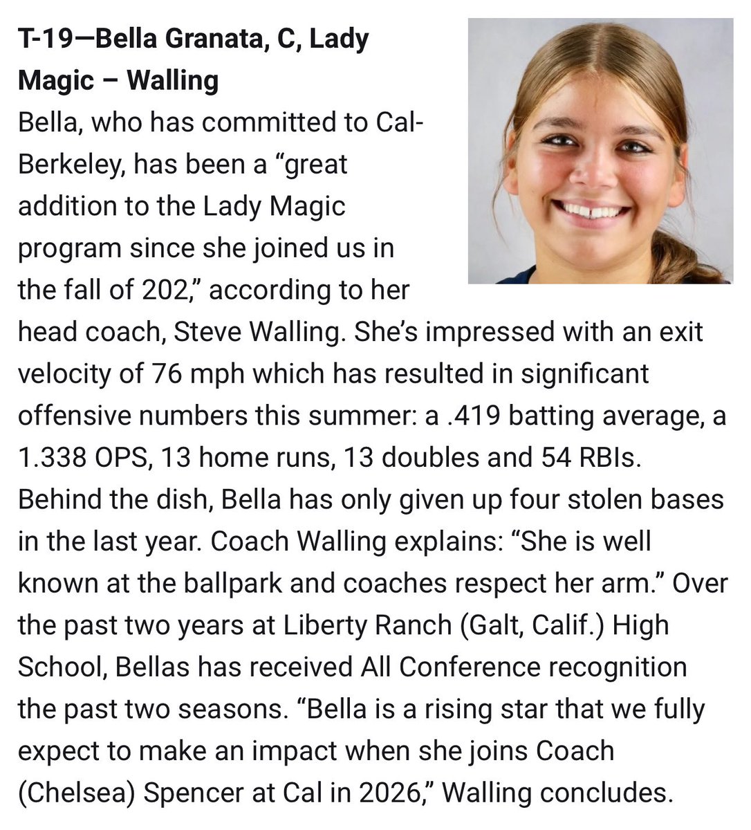 Bella Granata 2026 (@ysabellagranata) on Twitter photo Thank you <a href="/LineDsoftball/">Line Drive Media</a> <a href="/BrenttEads/">Brentt Eads</a> and <a href="/los_stuff/">Carlos Arias</a> for including me in the top 100 list for the class of 2026! Thank you <a href="/LineDsoftball/">Line Drive Media</a> <a href="/BrenttEads/">Brentt Eads</a> and <a href="/los_stuff/">Carlos Arias</a> for including me in the top 100 list for the class of 2026!