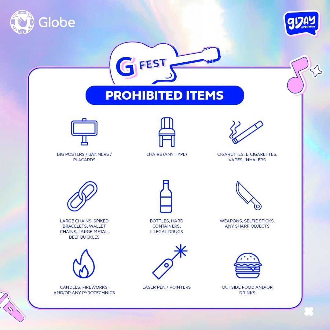 enjoyGLOBE's tweet photo. Make sure to follow our guidelines for a fun and smooth experience at G Fest! Oh my G! See you there! #GDayEveryday https://t.co/mdXmGq0If2
