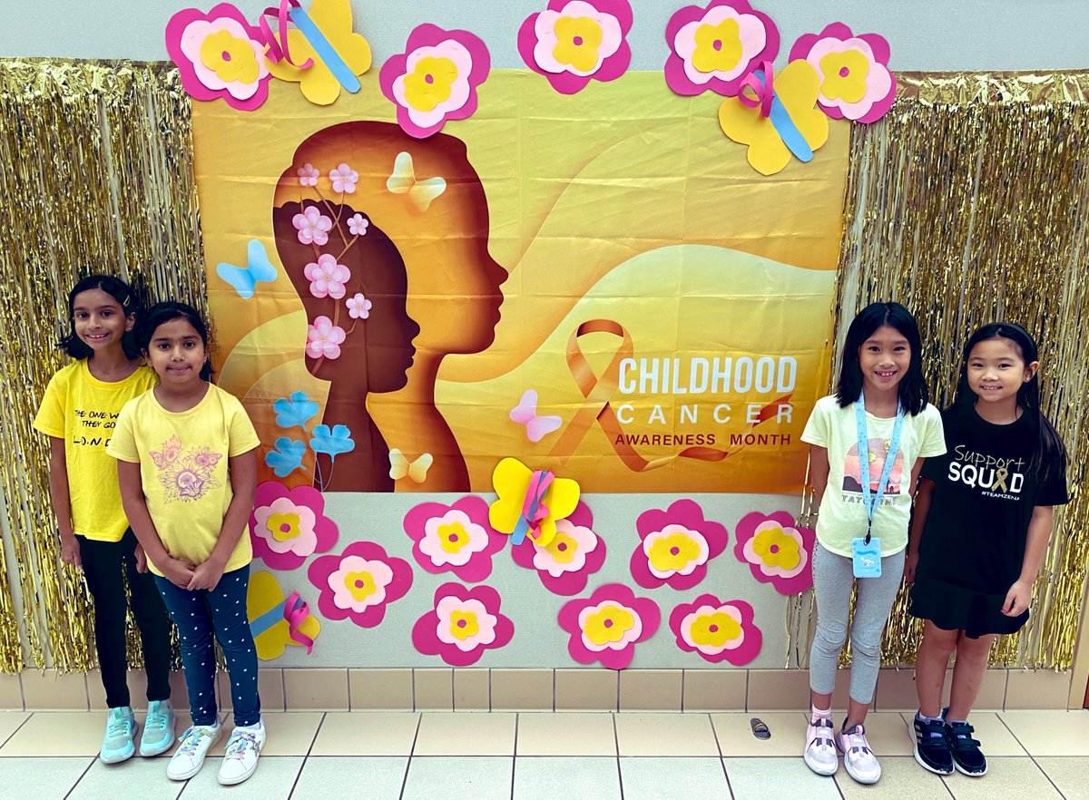 MrsCathyHeimel's tweet photo. This week we honored and supported children with cancer during Go Gold Week! π Students wore gold and made posters to encourage and show their support. Be brave, be bold, go gold! #TurnItGold #CancerAwareness #CSEcelebrates @CSE_Chameleons https://t.co/uUpLsJ0Rql