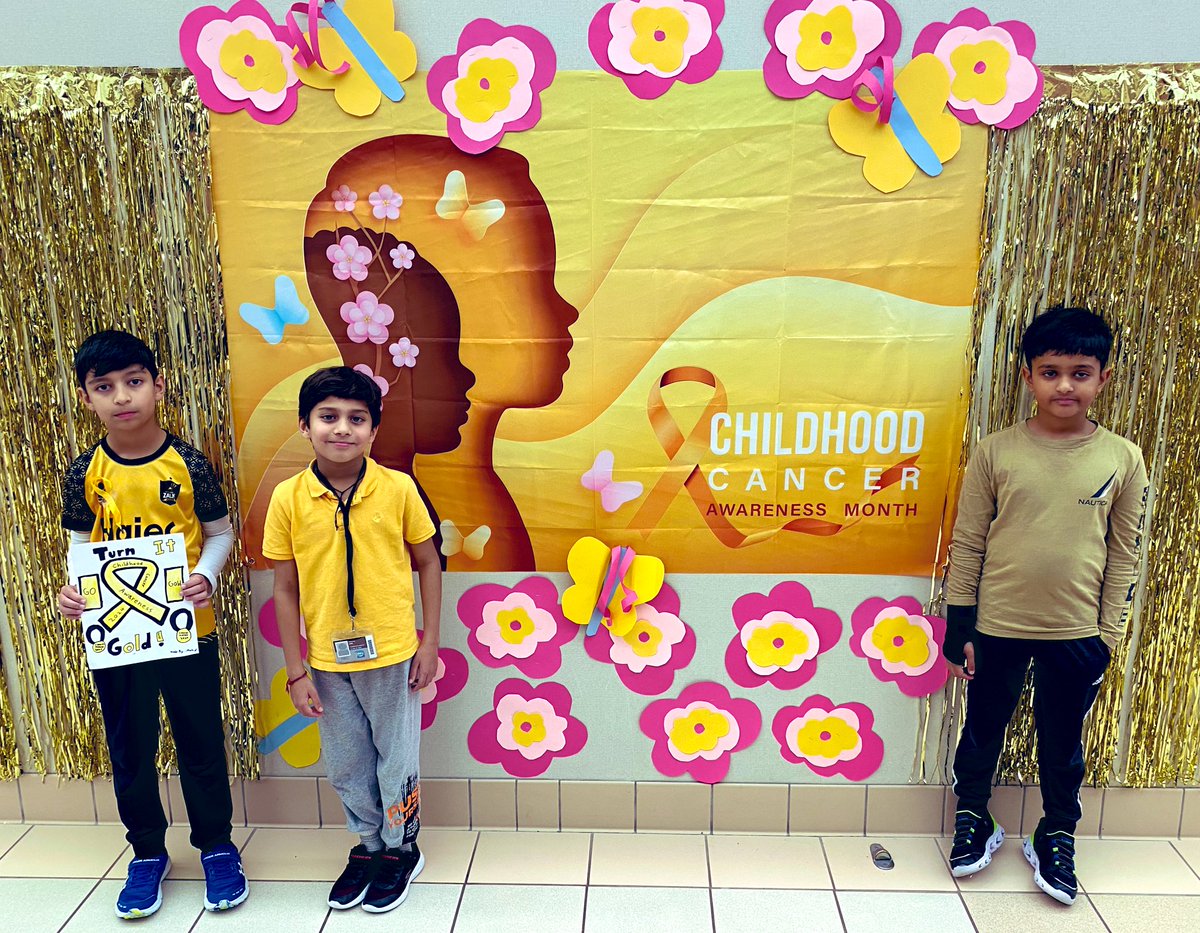 MrsCathyHeimel's tweet photo. This week we honored and supported children with cancer during Go Gold Week! π Students wore gold and made posters to encourage and show their support. Be brave, be bold, go gold! #TurnItGold #CancerAwareness #CSEcelebrates @CSE_Chameleons https://t.co/uUpLsJ0Rql