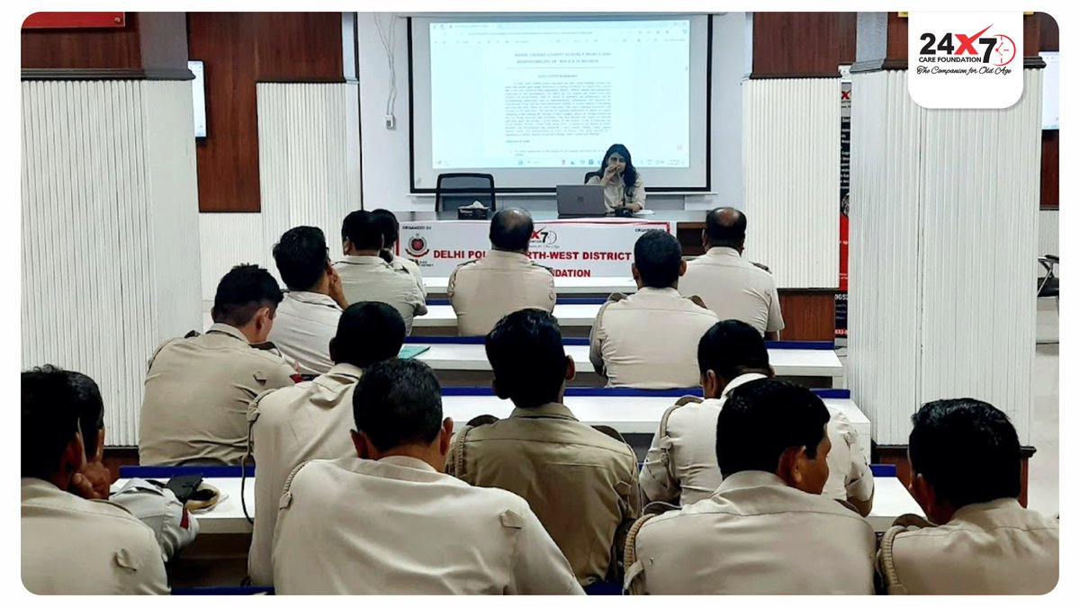 24x7Foundation's tweet image. On 19 Sept, #24x7CareFoundation & NW District #DelhiPolice held a vital #sensitizationprogram on #seniorcitizen safety at Diksha Training Center. Empowering police to better protect the elderly, fostering empathy & proactive action for their security.
#LawEnforcement #SeniorCare