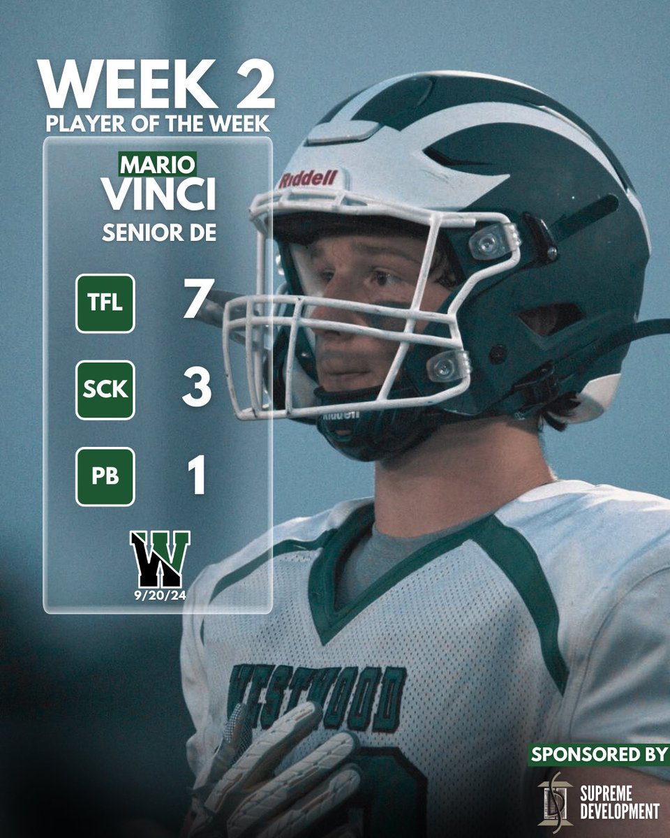 Westwood Football (MA) (@wolverines_ftbl) on Twitter photo POTW | Mario Vinci | Senior DE
This Post Is Sponsored By Supreme Development 🏠 <a href="/MarioVinci13/">Mario Vinci</a> POTW | Mario Vinci | Senior DE
This Post Is Sponsored By Supreme Development 🏠 <a href="/MarioVinci13/">Mario Vinci</a>