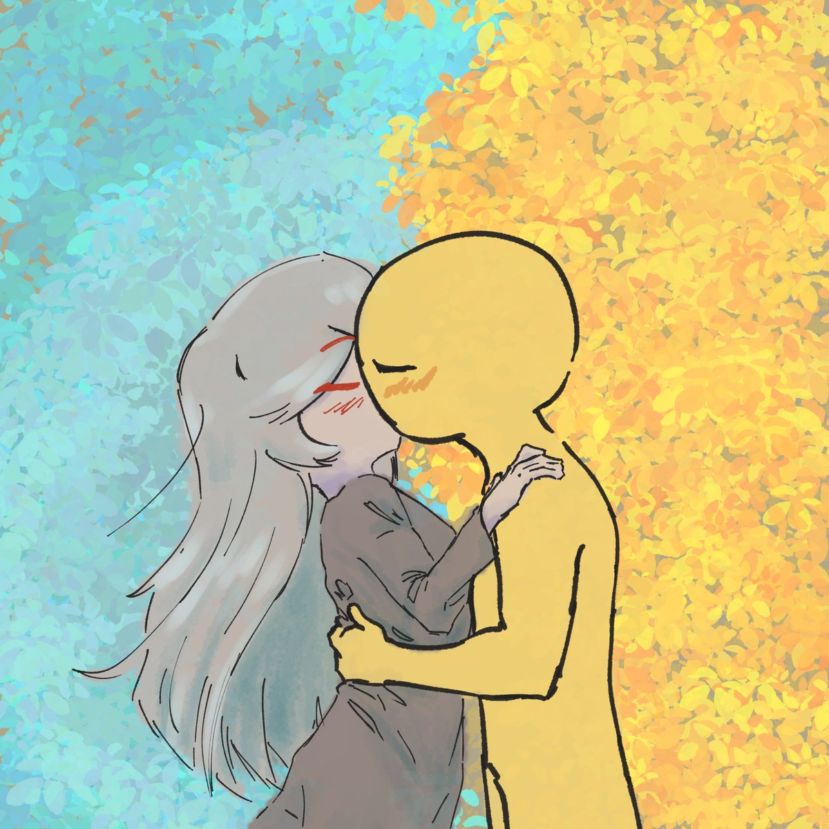 NixNic_draw's tweet image. no se dibujar pliegues de ropa pero quise dibujar a esta hermosa parejita 😭#myghostfriend #draw #dibujo 
(fondo improvisado)