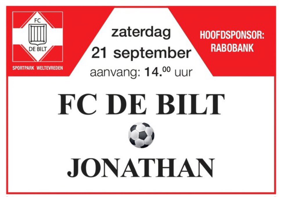De competitie gaat beginnen! En hoe? Een heerlijke derby tussen <a href="/fcdebilt/">FC De Bilt</a> en <a href="/vvJonathan/">vv Jonathan</a>. De dorpen die mijn jeugd markeren. #homecoming #twitterscheids #zinin <a href="/KNVBWest1/">KNVB West 1</a>