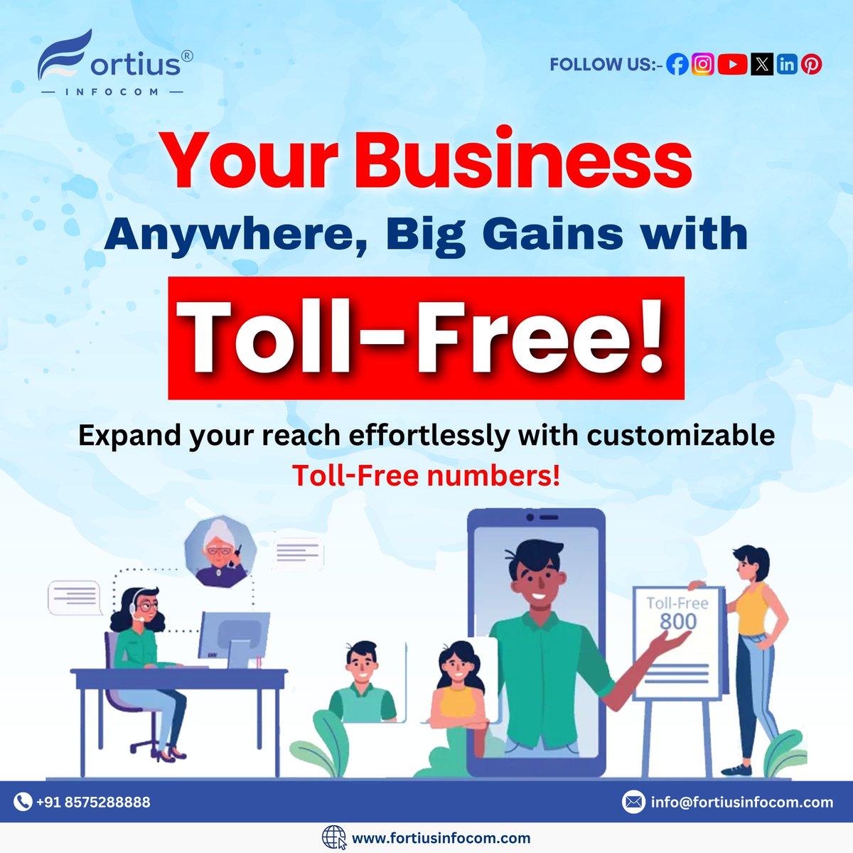 Ring in Success Today! Unlock growth potential with Toll-Free service— Let's boost your growth together—because every call counts! ☎✨#TollFreeSuccess #BusinessGrowth

👇 | ☎ 91 805 75 88 888 | 📧 info@fortiusinfocom.in
fortiusinfocom.com/tollfree/?type…