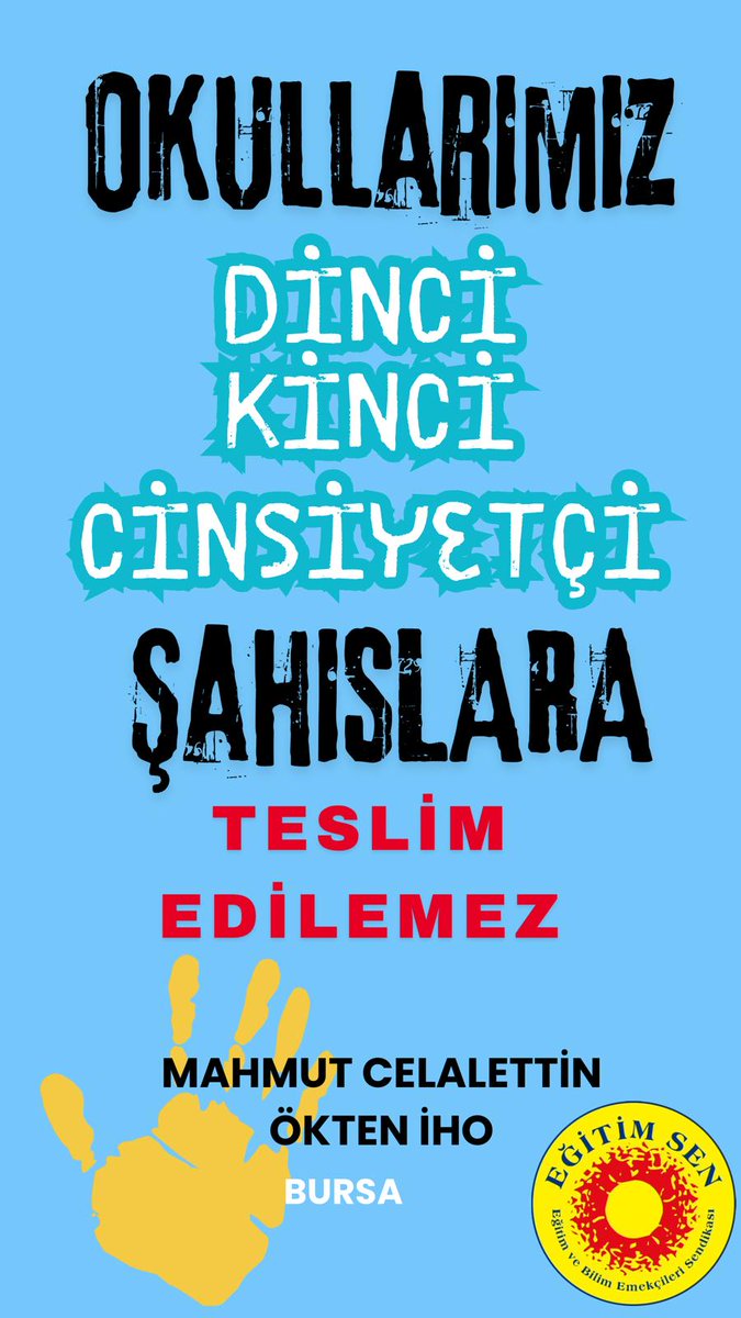 "Dindar ve kindar nesil yetiştireceğiz" dediniz.İşte sonuçlatı..Yalnız birşeyi bilin ki sadece kindar nesil yetiştirebildiniz. Eğtim-sen  gericiliğin, yobazlığın karşısınds demokrat, LAİK ve bilimsel eğitimden yana olmak için mücadeleyi asla bırakmatacak... 
#KindarMüdürOlmaz