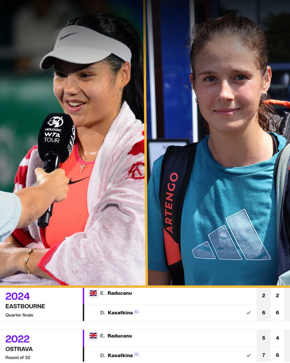piece_set66479's tweet photo. Daria Kasatkina holds the edge over Emma Raducanu in their head-to-head.
They're battling for a spot in the Korea Open semis πΎπ₯
#EmmaRaducanu #DariaKasatkina #RaducanuFans #Raducanu #Tennis #KoreaOpen #korea #Seoul #TennisFans #TennisLover #TennisIsLife #Emma #Kasatkina #WTA https://t.co/KHQhqV7cm8