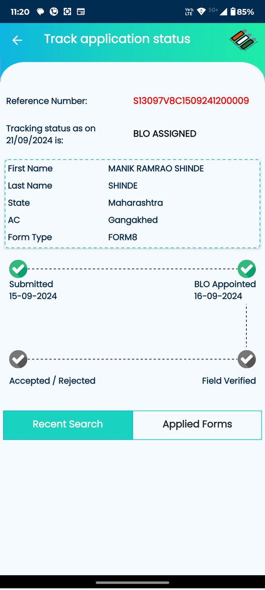 manik_rs's tweet photo. @SpokespersonECI 
Why is this application from Maharashtra not being updated or taking longer to update?? Is it because of the govt service?
Why don't the govt BABUs take any matter seriously 😒? https://t.co/tAoZSDK5fr