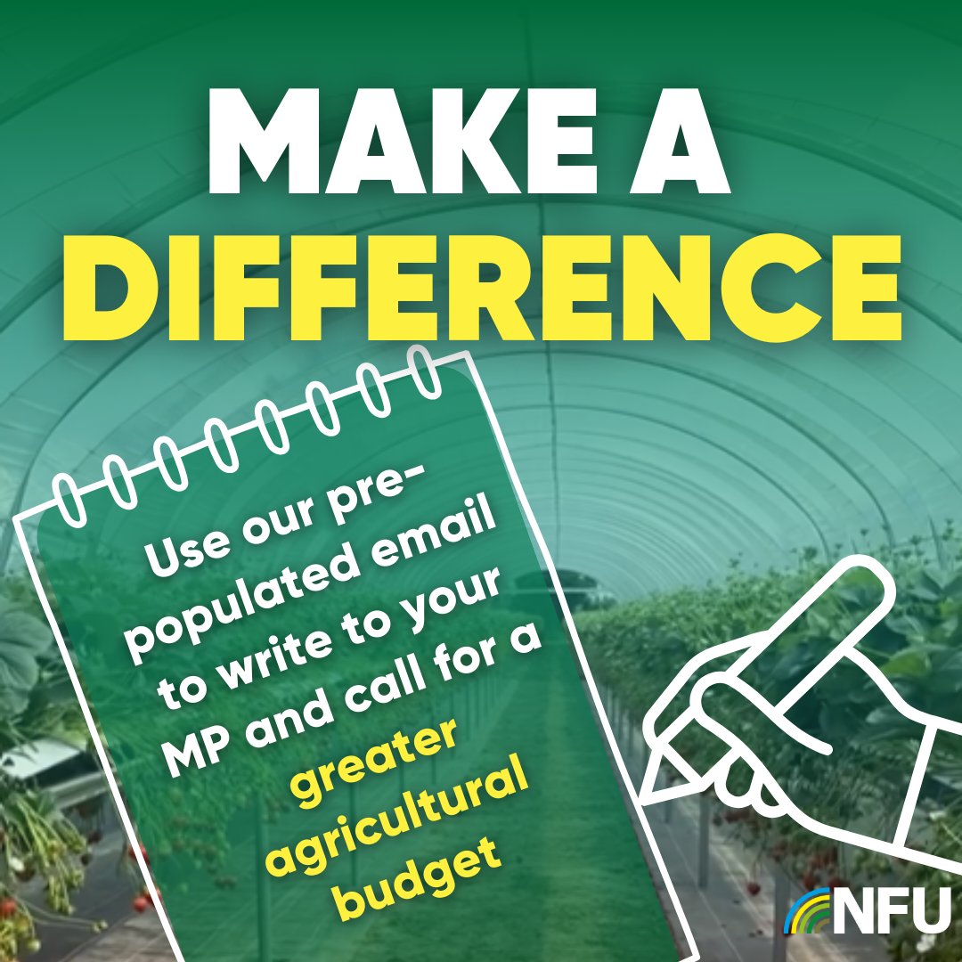 NFUtweets's tweet photo. Make your voice heard. Tell your MP just how important a greater agricultural budget is ahead of the Autumn Statement.

It only takes 5 minutes to make a difference.

Add your voice now👉https://t.co/T8RMlu7N87 https://t.co/aRivSKoKtW