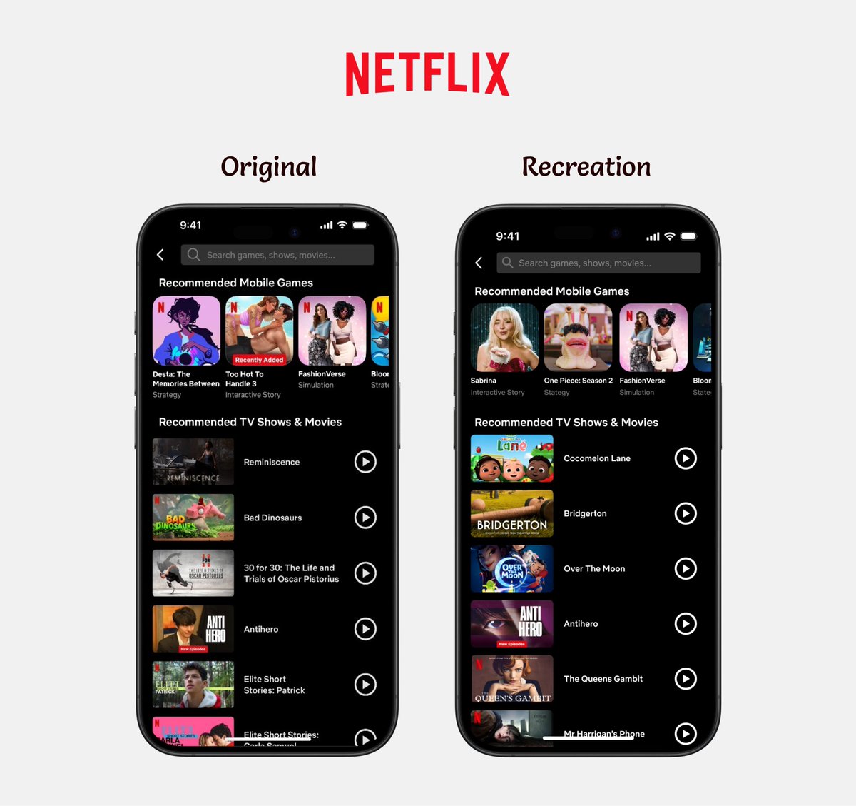 Excelia_design's tweet image. Day 15, but my Day 1! I've joined the @DesignDesign community's design challenge.
Today's task is to recreate Netflix search and flip a crypto wallet's stake page to dark mode.
Tell me plsss, what can I do better??😁
#30dayMobbinDesignChallenge #mobileDesign #userInterface
