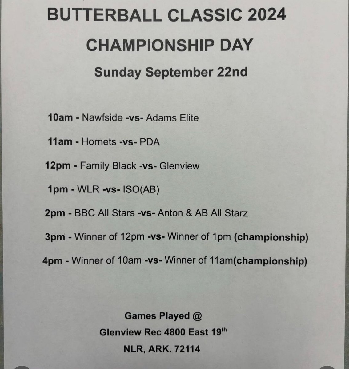 Championship day Sunday who you got? Games start 10am Glenview Rec 🏀🔥 #ButterBallClassic
