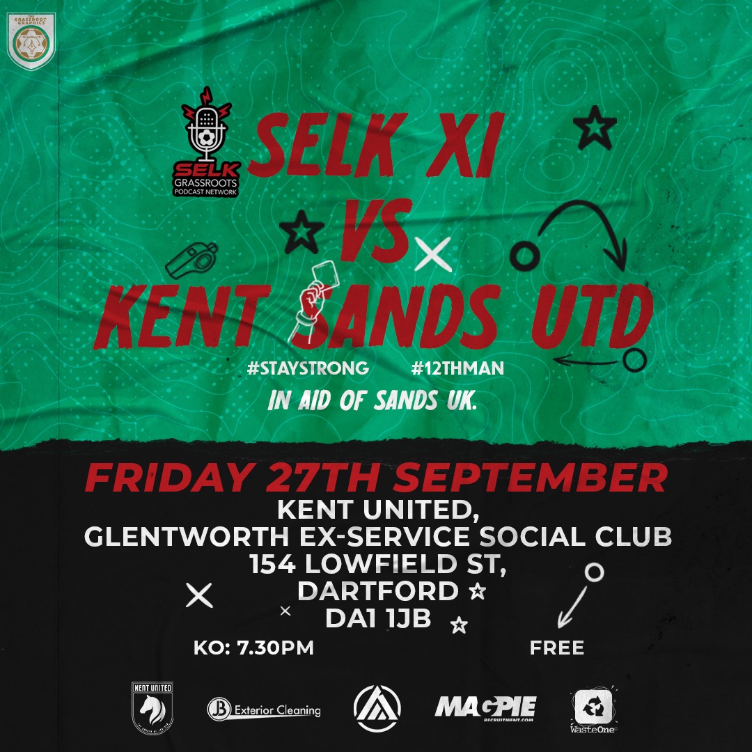 SELK Grassroots (@selkgrassroots) on Twitter photo Our annual season opener for 24/25 is here, please join us next week:
๐ Friday 27th September
โฐ๏ธ 7.30pm KO
๐๏ธ <a href="/KentSandsUnited/">Sands United FC Kent</a>
๐ <a href="/kentunitedfc/">Kent United</a>
๐ Free (donations welcome)
โฌ๏ธ๐จ๐ฅ <a href="/lovingnewbeer/">Steve</a> <a href="/scott__87/">Scott</a> <a href="/james7clk/">James kenny</a>
In aid of <a href="/SandsUK/">Sands - baby loss charity ๐๐งก</a>
#STAYSTRONG #12THMAN Our annual season opener for 24/25 is here, please join us next week:
๐ Friday 27th September
โฐ๏ธ 7.30pm KO
๐๏ธ <a href="/KentSandsUnited/">Sands United FC Kent</a>
๐ <a href="/kentunitedfc/">Kent United</a>
๐ Free (donations welcome)
โฌ๏ธ๐จ๐ฅ <a href="/lovingnewbeer/">Steve</a> <a href="/scott__87/">Scott</a> <a href="/james7clk/">James kenny</a>
In aid of <a href="/SandsUK/">Sands - baby loss charity ๐๐งก</a>
#STAYSTRONG #12THMAN