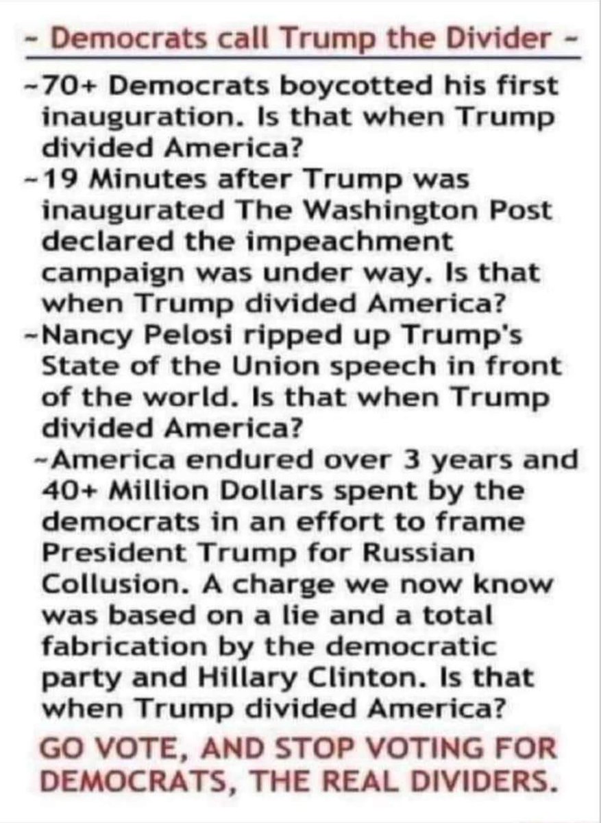 Sassafrass_84's tweet image. President Trump did not divide this country. The democrats did. They use lies and scare tactics (project 2025) to get you to vote for them. I'm ready for mass arrests in 2025. Are you?